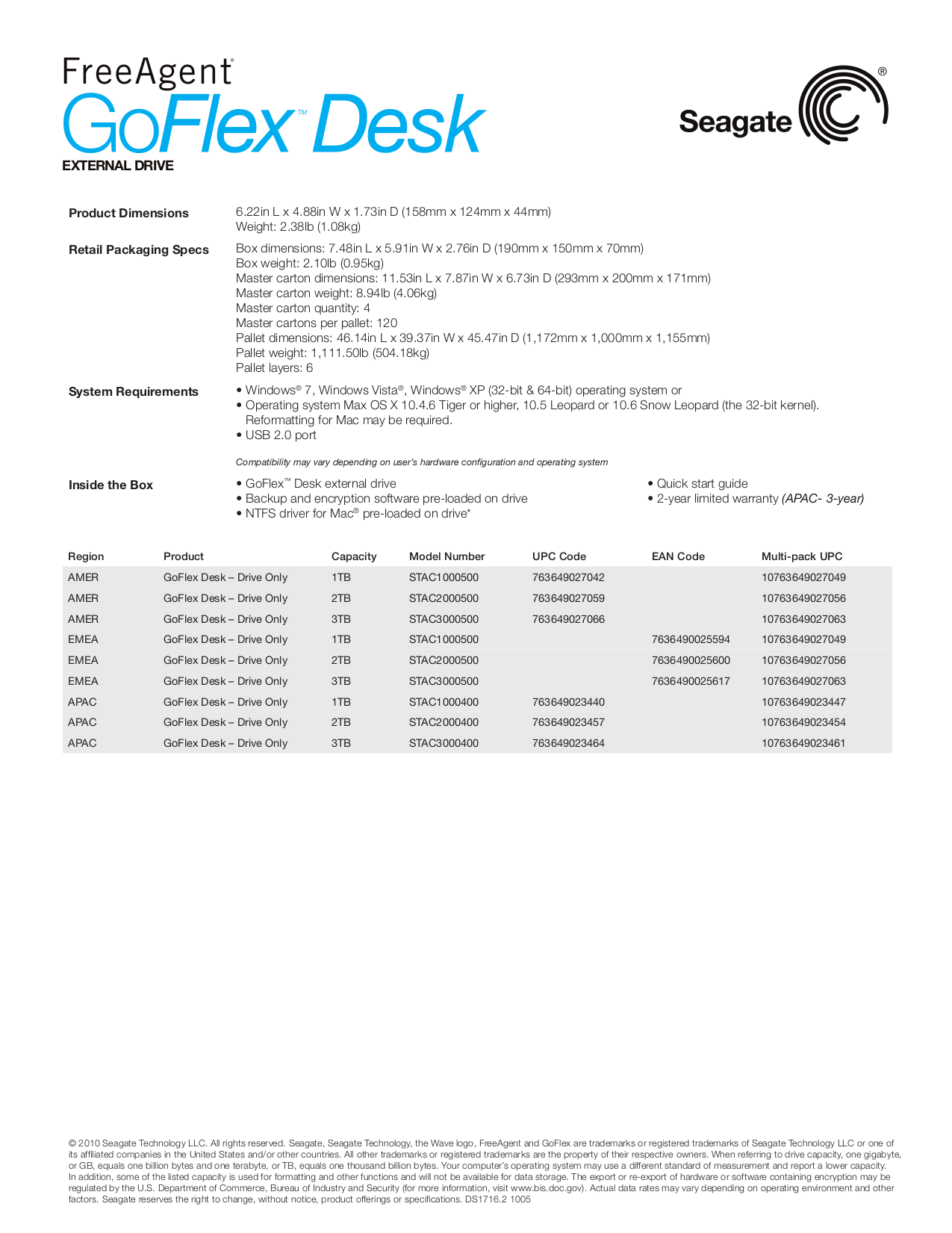 PDF manual for Seagate Storage FreeAgent GoFlex 1TB